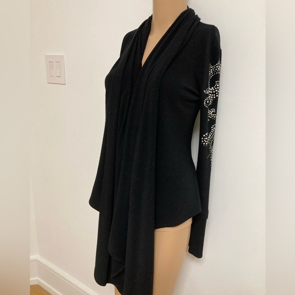 S-Twelve Black Sweater with Embellished Sleeves and Back